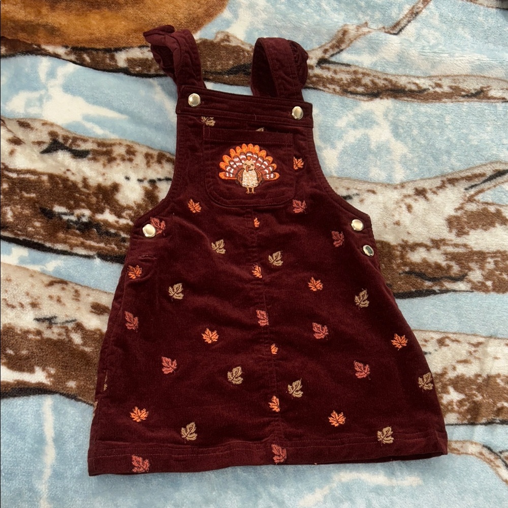 Embroidered Burgundy Kids Overalls